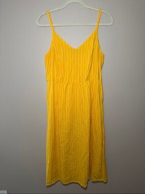 Yellow adjustable straps V-Neck Midi Dress